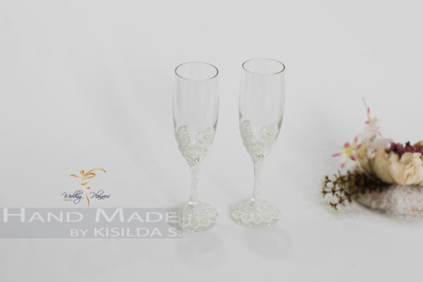 Wedding Champagne Glasses- Transparent Beads