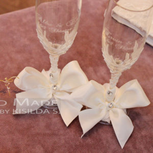 Wedding Champagne Glasses with velvet & Applique