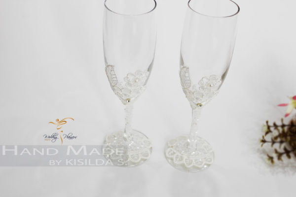 Wedding Champagne Glasses- Transparent Beads