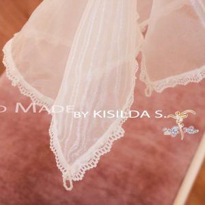 Handkerchief with Lace trim & transparent beads
