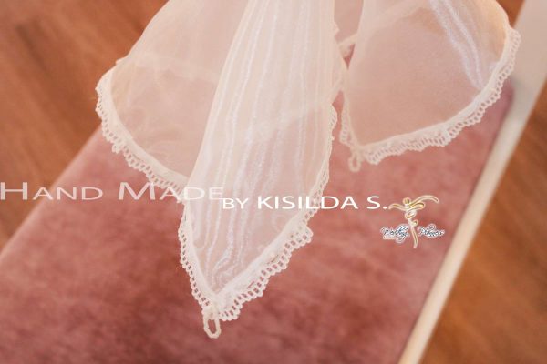 Handkerchief with Lace trim & transparent beads