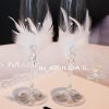 Wedding Champagne Glasses-With Feather & Gray Accessories